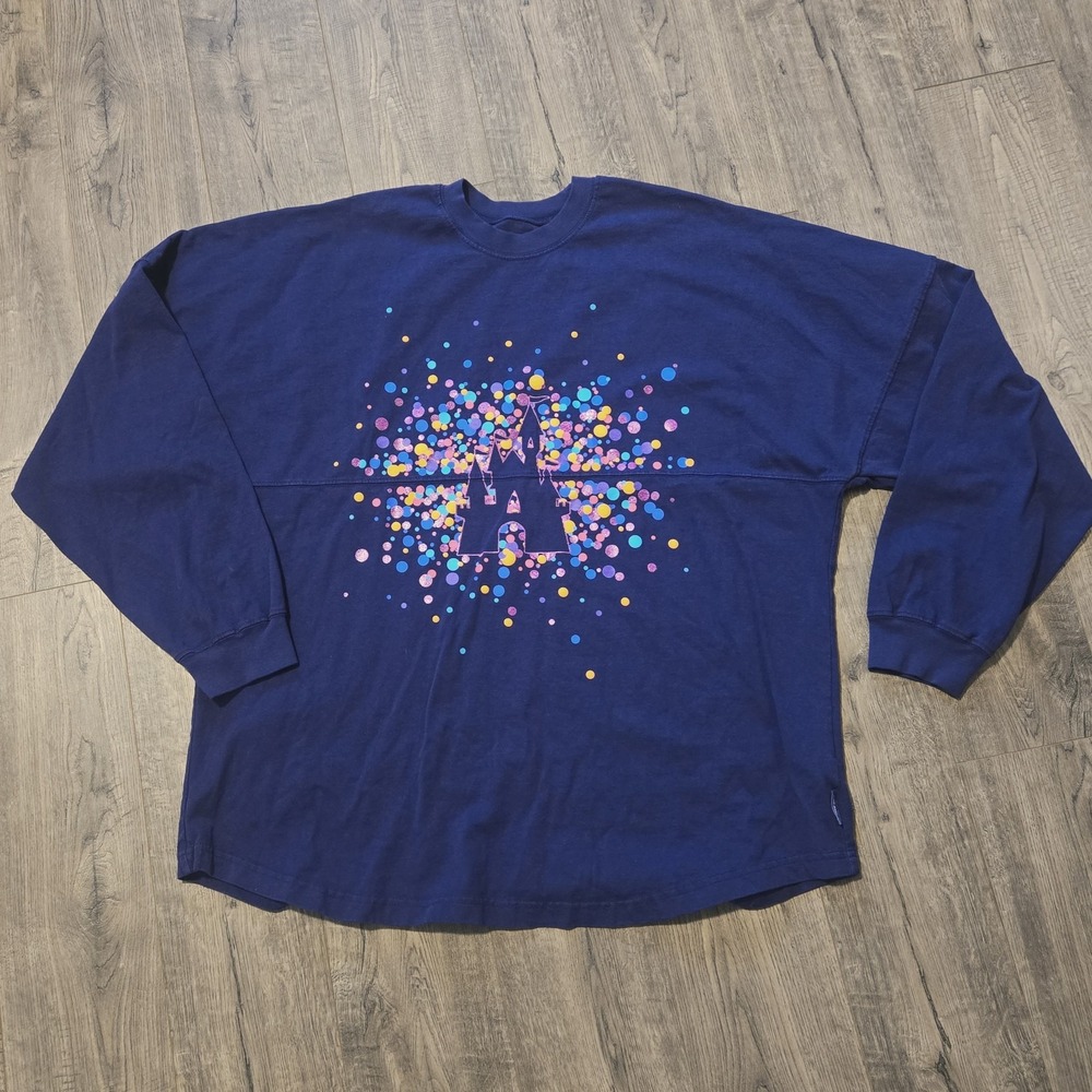 Disney Parks WDW Size 2XL Magic Kingdom Castle Spirit Jersey Confetti Purple